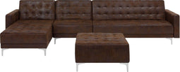 ABERDEEN - Hoekslaapbank met ottomaan - Bruin - Rechts - Kunstleer