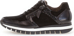 Gabor 96.438 - Lage Sneakers - Suède met krokodillenprint - Zwart - Maat 36