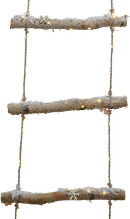 Lumineo - LED ladder berk sneeuw op batterij 4x35x150 cm naturel
