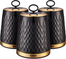 Tower Empire Retro Opbergblikken - Set van 3 - Zwart