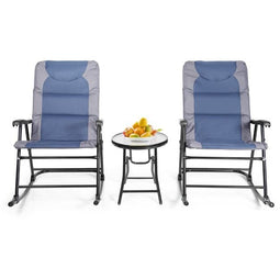 Coast 3-delige opvouwbare bistro-set Outdoor Swenkstoelen met tafelblauw + grijs