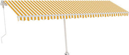 vidaXL - Luifel - vrijstaand - automatisch - 600x300 - cm - geel - en - wit