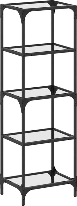 vidaXL - Opbergrek - met - zwart - glazen - blad - 40x30x123 - cm - staal