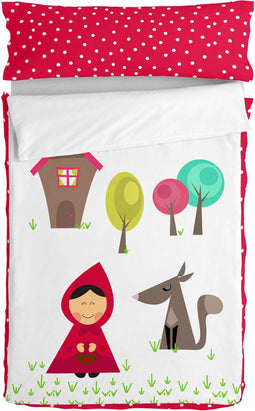 Gewatteerd beddengoed met ritssluiting HappyFriday Mr Fox Grandma Multicolour 105 x 200 cm