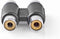 Nedis Stereo-Audioadapter - 2x RCA Female - 2x RCA Female - Vernikkeld - Recht - ABS - Zwart - 10 Stuks - Envelop