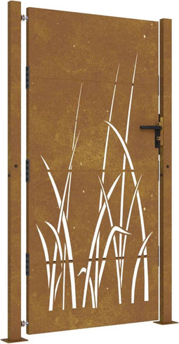 vidaXL - Poort - 105x205 - cm - grasontwerp - cortenstaal