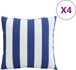 vidaXL - Sierkussens - 4 - st - gestreept - 50x50 - cm - stof - blauw - en - wit