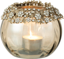 J-Line kaarshouder Volve - metaal/glas - goud/brons - medium