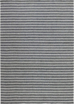 Nouveau Stripes Dark Grey Vloerkleed - 250x350 - Rechthoek - Laagpolig,Structuur Tapijt - Industrieel - Antraciet, Wit
