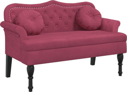 vidaXL - Bankje - met - kussens - 120,5x65x75 - cm - fluweel - wijnrood