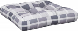 vidaXL - Palletkussen - 58x58x10 - cm - stof - ruitpatroon - grijs