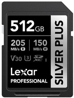 Lexar Professional SILVER PLUS - SDXC UHS-I Geheugenkaart 512GB - Zwart