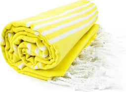 The One Towelling Hamam Sultan - Hamamdoek 100 x 180 cm - 100% katoen - Geel/Wit