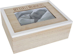 Opbergbox - "My First Memories - naturel/wit hout - 24x19x9cm