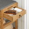 SoBuy FSR47-N - Schoenenbank - 3 planken 2 lades - Bamboe - Grijs kussen - B 90 x D 30 x H 45 cm