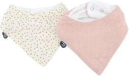 DOMIVA - Bandana slabbetjes - 100% katoen - Oudroze stippen (2 stuks)