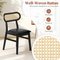 Gestoffeerde Houten Stoelen - Mid-Century Design met Rotan Rugleuning - Zwart (2 stuks)