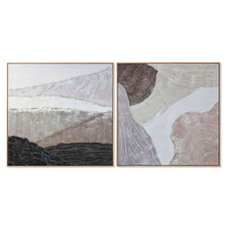 Schilderij Home ESPRIT Bruin Zwart Beige Abstract 123 x 4,3 x 123 cm (2 Stuks)