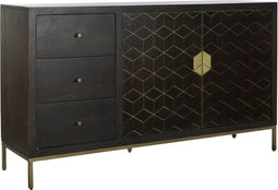Dientafel DKD Home Decor Zwart Metaal Acacia 160 x 40 x 90 cm