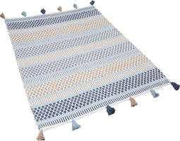 MARMARA - Laagpolig vloerkleed - Blauw - 140 x 200 cm - Katoen