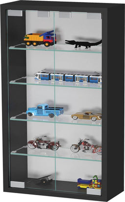 VVD - Vitrinekastje wandvitrine - 4 glasplanken - 40 x 60 x 12 cm - Zwart