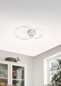 EGLO Palmaves-3 - LED Plafondlamp - CCT/RGB - Nikkel
