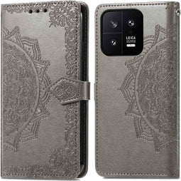 iMoshion Hoesje Geschikt voor Xiaomi 13 Hoesje Met Pasjeshouder - iMoshion Mandala Bookcase - Grijs