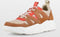 PS Poelman Year - Dames Leren Chunky Runner Sneaker - Mesh en Suéde - Bruin Beige Rood - Maat 37