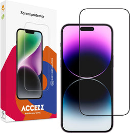 Accezz Gehard Glas Full Cover Screenprotector - iPhone 15 Pro Max - 9H krasbestendig - zwart randen
