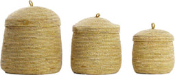 Light&living Mand S/3 met deksel max Ø36x42 cm MANGALA geel