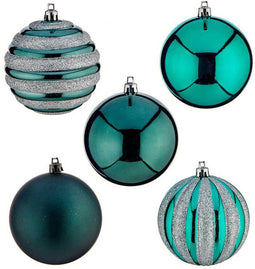 Set kerstballen Blauw PVC 8 x 9 x 8 cm (4 Stuks)