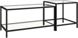 vidaXL - 2-delige - Salontafelset - gehard - glas - transparant