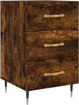 vidaXL - Nachtkastje - 40x40x66 - cm - bewerkt - hout - gerookt - eikenkleurig