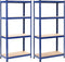 vidaXL - Opbergrekken - 2 - st - 80x40x160 - cm - staal - en - MDF - blauw
