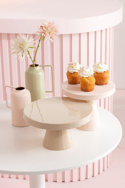 J-Line Cake bord - taartplateau - metaal - beige