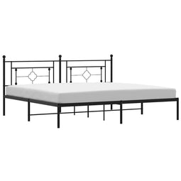 vidaXL - Bedframe - met - hoofdbord - metaal - zwart - 193x203 - cm