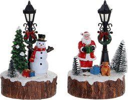 Decoratieve figuren DKD Home Decor LED Licht Hars Sneeuwpop (9 x 9 x 13 cm) (2 Stuks)