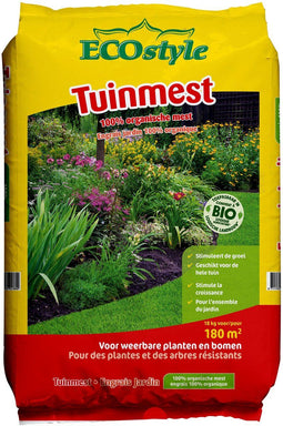 ECOstyle Tuinmest Organische Meststof - Border & Siertuin - Natuurlijke Meststof Gazon - 120 Dagen Voeding- 180 M² - 18 KG