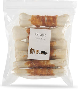 Petstyle Living Geperst Bot met Kip - 6 Stuks - 16cm - Hondensnacks - Kauwbot