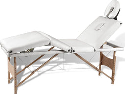 vidaXL - Inklapbare - massagetafel - 4 - zones - met - houten - frame - (creme)