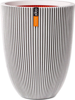 Capi Europe - Vaas elegant laag Groove NL - 46x58 - Ivoor - Opening Ø38 - Bloempot voor binnen en buiten - Levenslang garantie - Breukbestendig - 100% Recyclebaar - CO2 Neutraal geproduceerd - KGVI783
