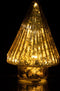 J-Line decoratie Kerstboom - glas - bruin - extra small - LED lichtjes - kerstversiering
