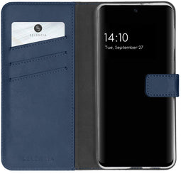 Selencia Galaxy A32 (4G) - Echt Lederen Bookcase - 3 Pashouders - Blauw