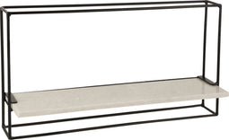 J-Line wanddecoratie 1 Plank - ijzer/marmer - zwart/wit - large