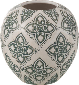 J-Line vaas Kousa Bal - porselein - blauw/wit - Ø 11 cm