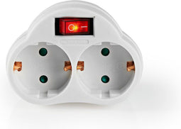 Nedis Stopcontact-Splitter - Type-F (CEE 7/7) - 250 V AC 50 Hz - Randaarde stekker / Type F (CEE 7/7) - 250 V AC 50/60 Hz - 16.0 A - 3500 W - Aan/uit knop - Wit