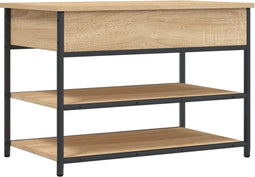 vidaXL - Schoenenbankje - 70x42,5x50 - cm - bewerkt - hout - sonoma - eikenkleurig