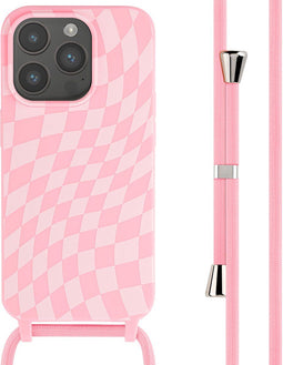 imoshion Hoesje Geschikt voor iPhone 15 Pro Hoesje Met Koord - imoshion Siliconen design hoesje met koord - Roze / Retro Pink