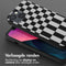 Selencia Hoesje Met Koord Geschikt voor iPhone 13 - Selencia Siliconen design hoesje met afneembaar koord - Zwart / Irregular Check Black
