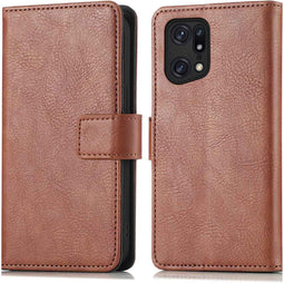 imoshion Hoesje Geschikt voor Oppo Find X5 5G Hoesje Met Pasjeshouder - imoshion Luxe Bookcase - Bruin